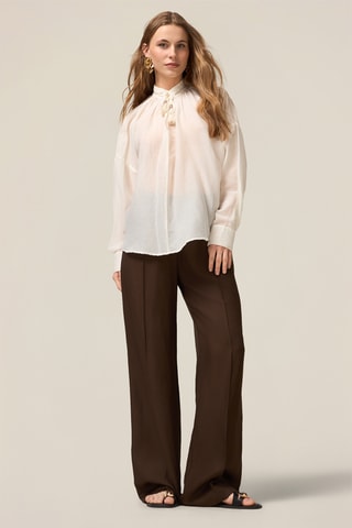 Pantalon palazzo taille haute - Beige