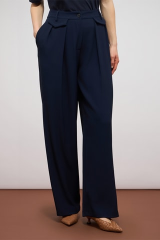 Pantalon palazzo taille haute - Bleu