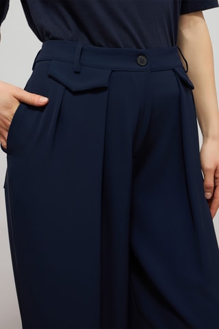 Pantalon palazzo taille haute - Bleu