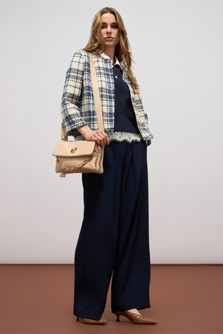 Pantalon palazzo taille haute - Bleu