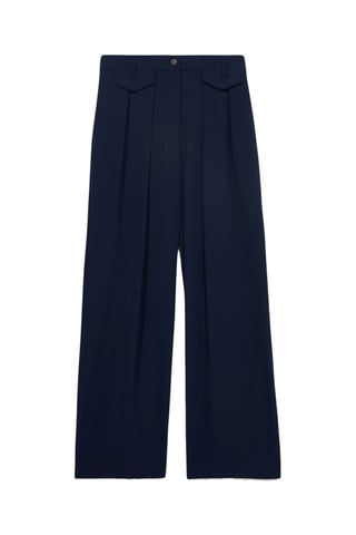 Pantalon palazzo taille haute - Bleu