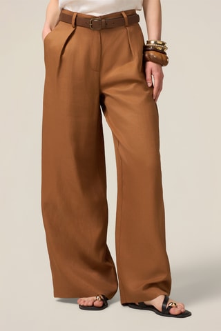 Pantalon palazzo taille haute - Beige