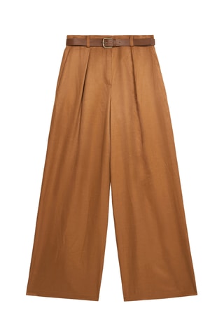 Pantalon palazzo taille haute - Beige