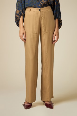 Pantalon palazzo taille haute - Beige
