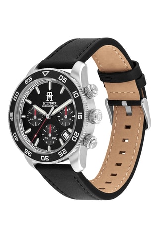 Leren Quartz Horloge - Chronograaf - Zwart