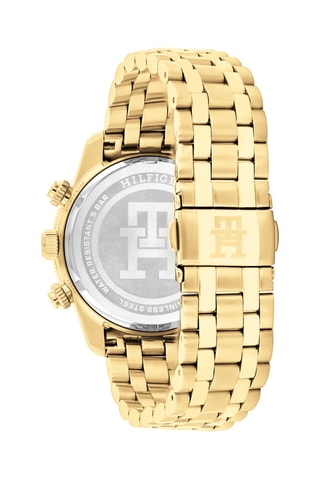 Stalen Quartz Horloge - Chronograaf - Goudkleurig en Blauw