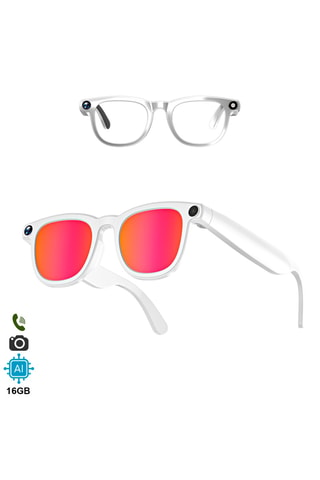 Occhiali da sole intelligenti CY01 - Lenti a specchio - Bianco