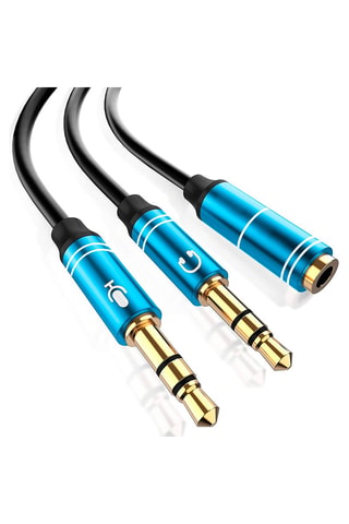 Convertitore splitter da minijack femmina a doppio minijack maschio - Blu