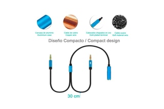 Convertitore splitter da minijack femmina a doppio minijack maschio - Blu
