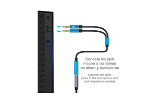 Convertitore splitter da minijack femmina a doppio minijack maschio - Blu
