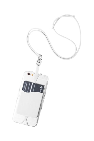 Cordoncino per smartphone in silicone con portacarte - Bianco