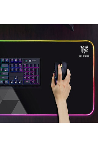 Tappetino per mouse da gioco Onikuma con luci LED - Nero - 79 x 30 cm