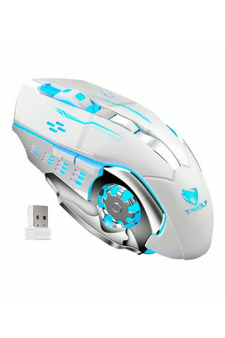 Mouse gaming wireless Plug and Play retroilluminato - Bianco