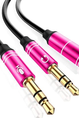 Adattatore convertitore mini jack a doppio mini jack - Nero e rosa