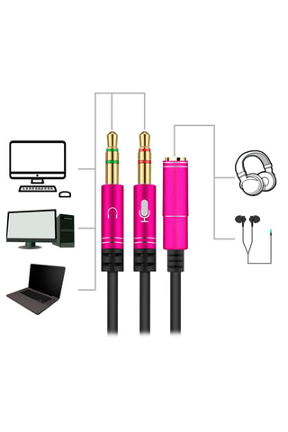 Adattatore convertitore mini jack a doppio mini jack - Nero e rosa
