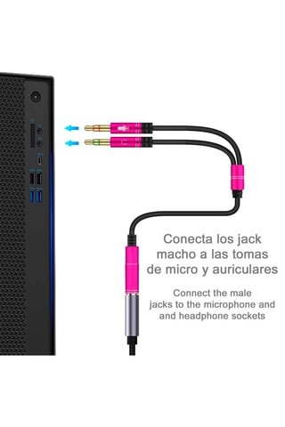 Adattatore convertitore mini jack a doppio mini jack - Nero e rosa