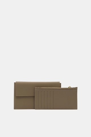 Leren Clutch en Pasjeshouder - Beige