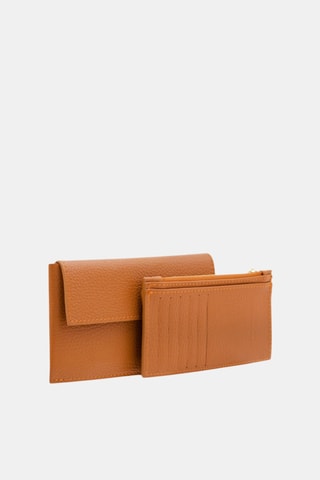 Leren Clutch en Pasjeshouder - Bruin
