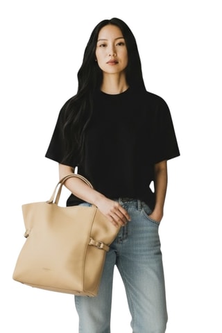 Leren Handtas - Beige
