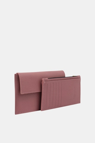 Leren Clutch en Pasjeshouder - Roze