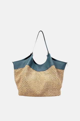 Leren Shopper - Blauw