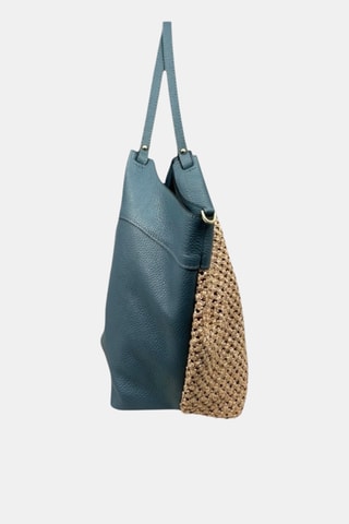 Leren Shopper - Blauw