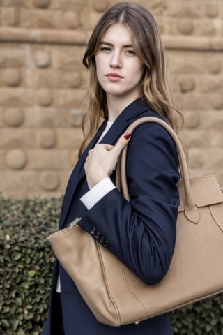 Leren Handtas - Beige