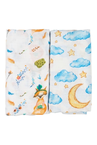 2 mousselines Fox - 120 x 120 cm - Multicolore