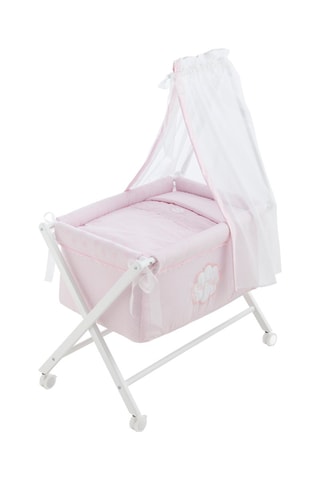 Berceau et linge de lit Très Chic - Dès la naissance - 5 pièces - Blanc et rose