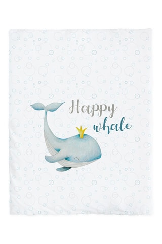 Berceau cododo en hêtre, couette et tour de lit Happy Whale - Jusqu'à 9 mois - 15 kg - Bleu