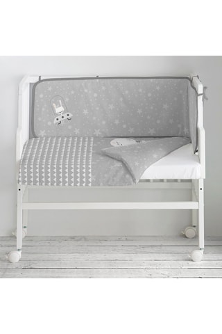 Berceau cododo en hêtre, couette et tour de lit Space Rabbit - Jusqu'à 9 mois - 15 kg - Gris