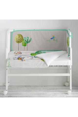 Berceau cododo en hêtre, couette et tour de lit Happy Hipo - Jusqu'à 9 mois - 15 kg - Multicolore