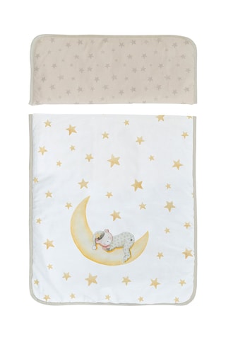Mini berceau, linge de lit et ciel de lit Marlon Night - Dès la naissance - 6 pièces - Blanc et marron