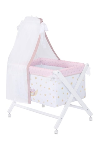 Berceau et linge de lit Marlon Night - Dès la naissance - 5 pièces - Blanc et rose