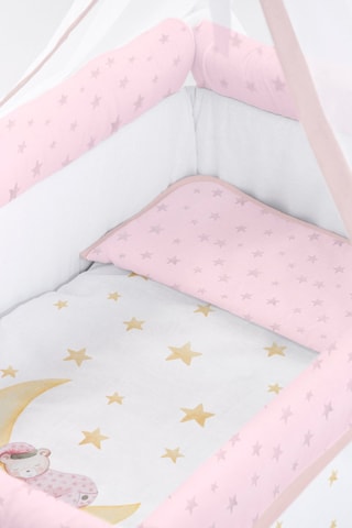 Berceau et linge de lit Marlon Night - Dès la naissance - 5 pièces - Blanc et rose