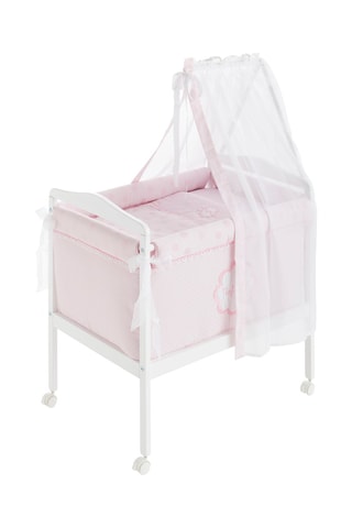 Berceau et linge de lit Très Chic - Dès la naissance - 6 pièces - Blanc et rose