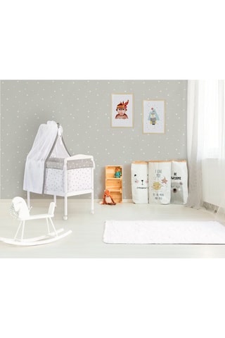 Mini berceau en bois et parure Stars and Dots - Jusqu'à 10 mois - 5 pièces - Blanc