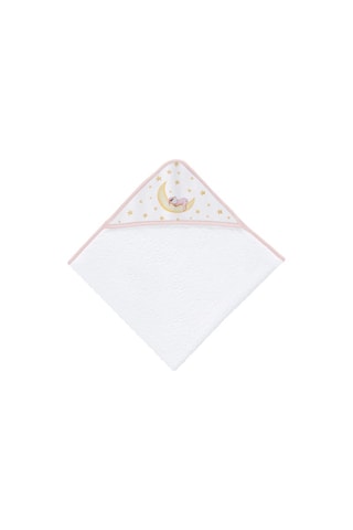 Sortie de bain Marlon Night - 100 x 100 cm - Blanc et rose