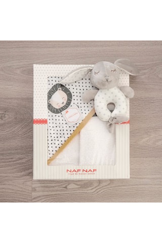Coffret sortie de bain, gant et doudou My Lion King - 3 pièces - 75 x 75 cm - Blanc et noir