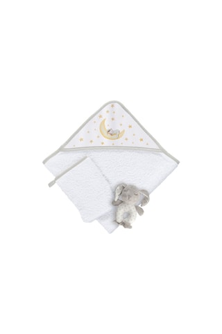 Coffret sortie de bain, gant et doudou Marlon Night - 3 pièces - 75 x 75 cm - Beige