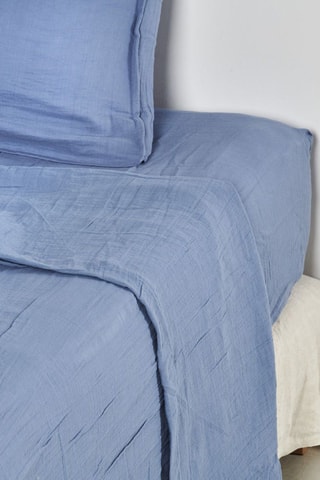 Drap plat en coton - Bleu cobalt