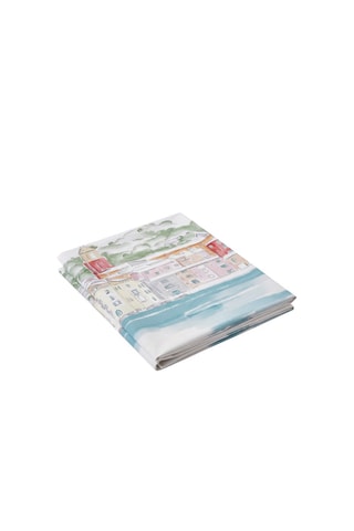 Drap en percale de coton 80 fils/cm² Paysage Varois - Blanc et ciel