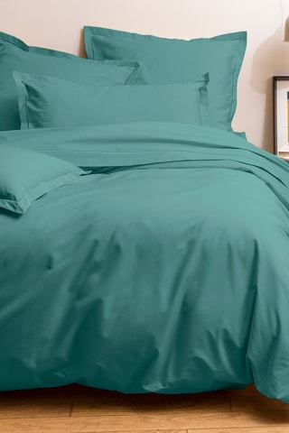 Housse de couette en percale de coton 80 fils/cm² - Bleu canard