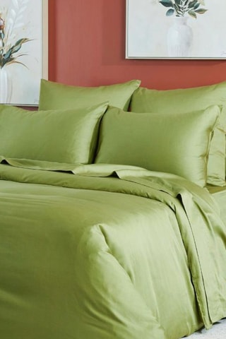 Housse de couette en satin 80 fils/cm² Douce Nuit - Vert olive