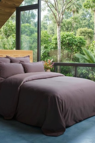 Housse de couette en percale de coton 80 fils/cm² Uni - Marron