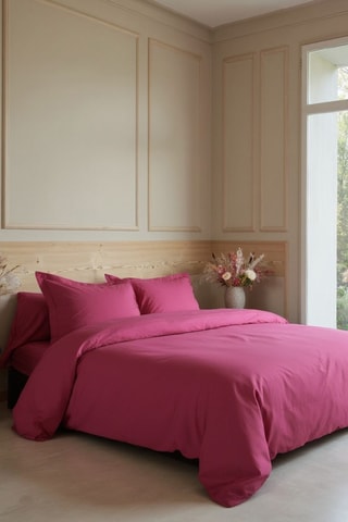Taie d'oreiller en percale de coton 80 fils/cm² Uni - Fuchsia