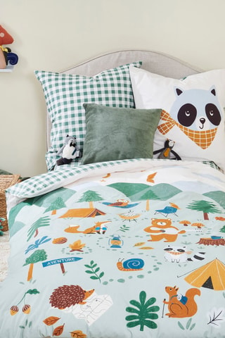 2 taies d'oreiller en percale Les Louveteaux - 80 fils/cm² - Blanc