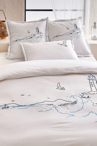 Taie d'oreiller en percale de coton 80 fils/cm² Phare - Blanc