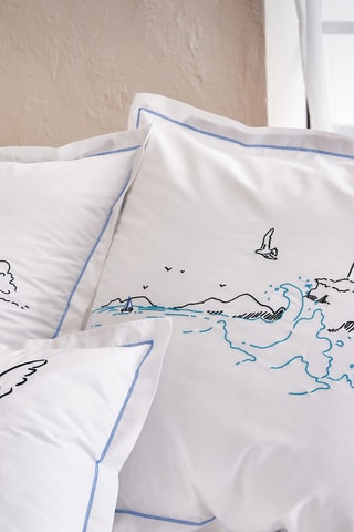 Taie d'oreiller en percale de coton 80 fils/cm² Phare - Blanc