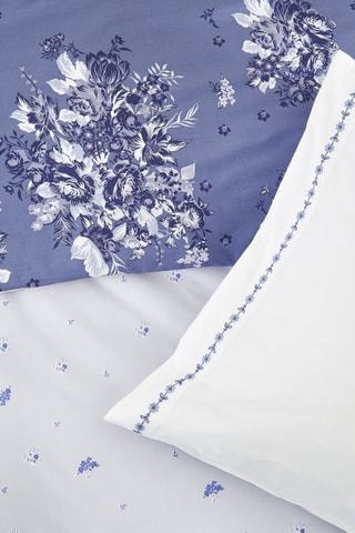 Taie d'oreiller en percale de coton 80 fils/cm² Poème - Bleu